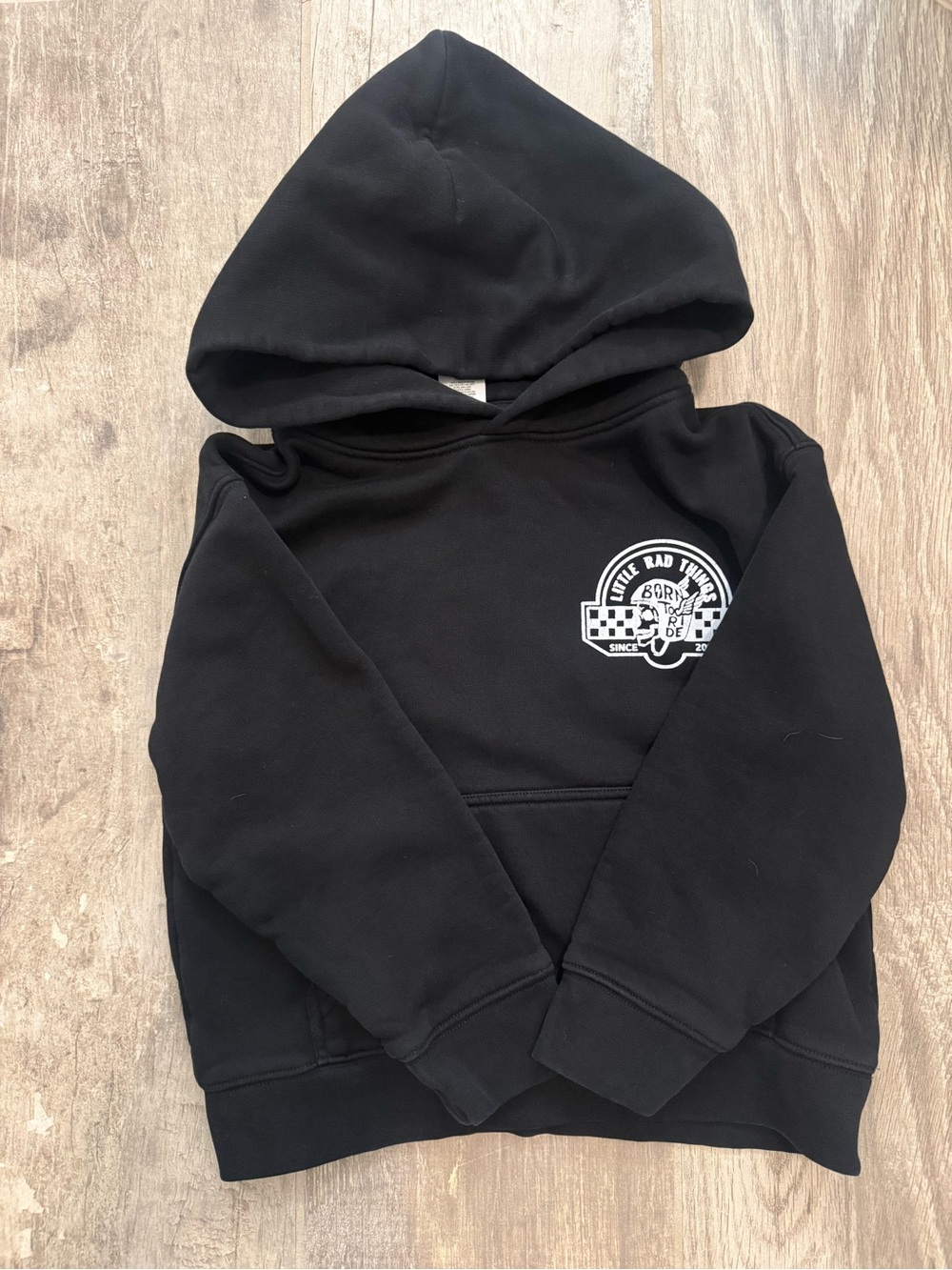 Black Kids Hoodie with White Racing Emblem